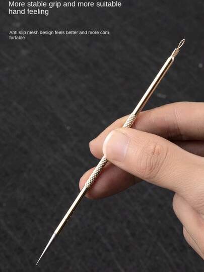 Extractor de puntos negros con punta de aguja chapada en oro de 0,01 mm, herramienta de acero inoxidable endurecido para extraer espinillas y granos para uso en salones de belleza