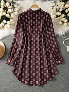 Women's Long Sleeve All-Over Print Casual Arabic Style Top - Multicolor - View 5