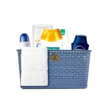 Pack 2 Canastas Con Tapa Estilo Rattan Multiusos - Azul - Ver 4