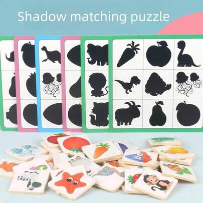 Shadow Matching Game, Brain Training, Wooden Puzzle Toy For Kids, Suitable For Ages 3-6, Christmas And Halloween Gift