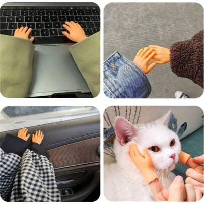 1pc Mini Flat Hand Shaped Realistic Rubber Finger Puppet, Small Doll Toy