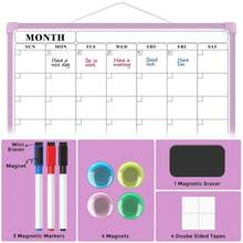 MaxGear Monthly Calendar Dry Erase Board For Wall, 16\X12\ Small Hanging Double-Sided White Board, Portable Whiteboard For Planning, Drawing, Memo, To Do List, Schoolsss, Home, Office, Purple Frame,Purple - 紫色的 - 查看 6