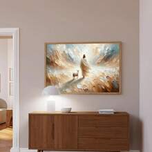 1pc Unframed Canvas Poster, Religious Wall Arts, God Leaves The 99, God With The Lost Sheep, Ideal Gift For Bedroom Living Room Corridor, Wall Art, Wall Decor, Winter Decor, Room Decoration - Multicolor - View 2
