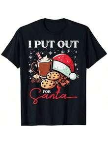 A Piece Of1Pcs Funny Christmas Graphic T-Shirt For Men Women, I Put Out For Santa Humor Tees Xmas Gift, Round Neck Short Sleeved T Shirts Tops Men Women Clothing,Classic Versatile - Black - View 7