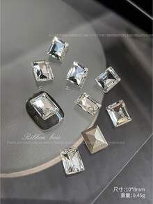 30pcs Shiny White Transparent Square Tip Diamond Glass Nail Art Rhinestone Decorations - Multicolor - View 7