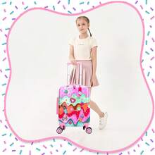 2pcs Girls Luggage Set, Including Playing Cards And 16-Inch Hard Shell Wheeled Carry-On Suitcase, Suitable For Girls Travel And Back To School Season, Meets Airline Regulations