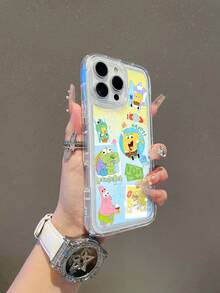 1pc Cartoon Gradient SpongeBob SquarePants & Ugly Fish Pattern Shock-Proof Breathable Phone Case Compatible With Samsung/Compatible With IPhone 17/16/15/14/13/12/11 Pro Max/12 Pro/14 Plus And Other Models - Multicolor - View 5