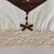 Women Y2k Fairy Grunge Tank Tops Vintage Aesthetic Lace Trim Cami Shirt Slim Fit Knit Ribbed Coquette Clothes - trắng - Xem 3