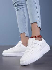 Women's Retro Mary Jane Sneakers Platform Cushioned Sole Casual Street Style Shoes - White - View 5