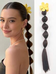 1 Pc 18-Inch Wig Lantern Bubble Ponytail With Clips, Suitable For Women - Multicolor - View 9