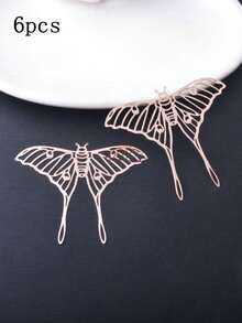 Conjunto de 6 pingentes em filigrana de latão, ouro branco e ouro rosa, acessórios para joias, pingentes de mariposa e borboleta para brincos artesanais. - Borboleta - Ver 12