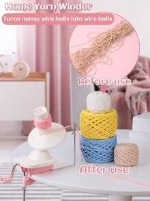 1pc Hand-Cranked Yarn Winder, Small Yarn Ball Winder, Plastic Skein Winder, Portable DIY Sewing & Knitting Tool