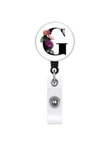 1pc Retractable ID Badge Reel With Clip, Rotary Clasp Fit For A-Z ID Cards, White Glass Keychain, Suitable For Nurses, Doctors, Office Supplies, Back To School Identification, Meaningful Gift For Halloween, Christmas, Valentine's Day, New Year For Friends, Colleagues, Teachers, Elders