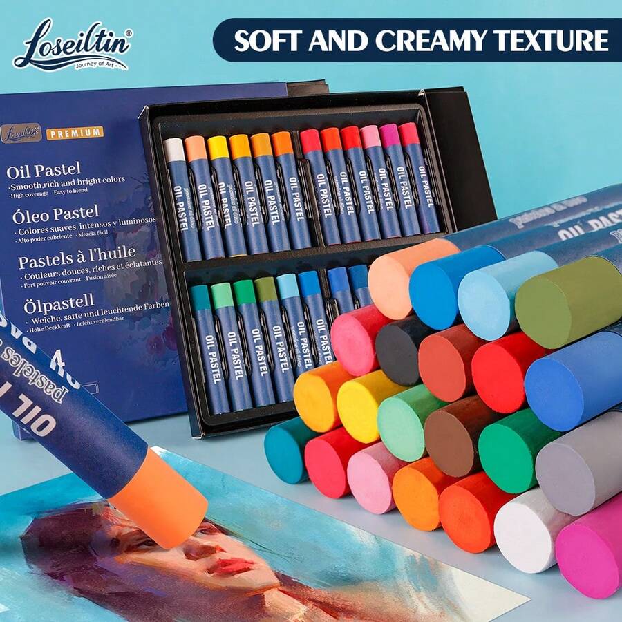 Xin Bowen Oil Pastels 12/24 Colors, Soft Oil Pastel Crayons For Drawing Blending,Layering, Shading,Art Supplies Christmas Gifts For Artists, Beginners, Students, Teachers Back To School - one-size - View 1