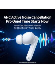 UGREEN Auriculares Bluetooth WS206, HiTune T3Pro, transmisión Bluetooth 5.4 de alta velocidad, antiinterferencias a 10 metros sin caídas, baja latencia para juegos y deportes, audio y video sincronizados, totalmente compatible con Apple y Huawei, color blanco. - Blanco - Ver 5