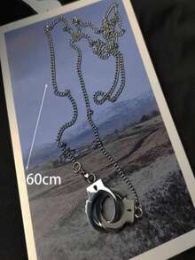 1pc Eternal Love Handcuff Pendant Necklace, Stainless Steel Unisex