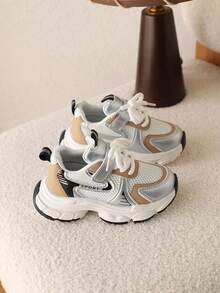 1 Pair Girls' Sports Shoes, Summer New Kids Shoes, Fashion Sneakers, Casual & Versatile - Khaki - View 6