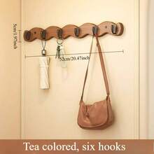 1个现代简约多挂钩壁挂式衣帽架 - 可折叠挂钩，适用于玄关、卧室、浴室 - 竹制，表面光滑抛光，稳固耐用，每个挂钩承重能力强 - 棕色 - 查看 6