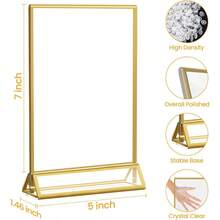 Smarpau Gold Acrylic Sign Holder 5x7 Double-Sided Display Stand Clear Picture Frames/Flyer Holder/Menu Holder/Table Number For Wedding Home Offices 16Pcs - Vàng - Xem 2