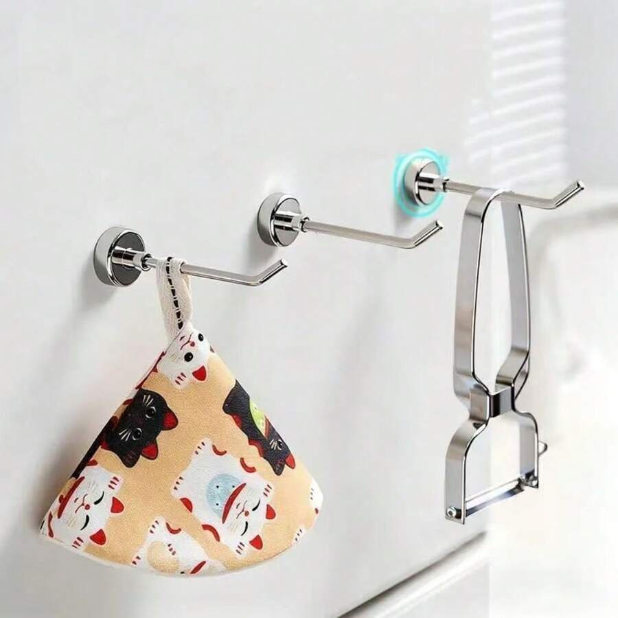 2pcs/6pcs Heavy Duty Magnetic Hooks - Easy To Install, Wall Mounted, Metal Hooks, Suitable For Refrigerator, Grill, Kitchen And Iron Door - Silver - View 1