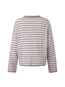 Women Knit Sweater Long Sleeve Button Closure Solid/Stripes Pullover Warm Sweater For Fall Winter - Caqui - Ver 8