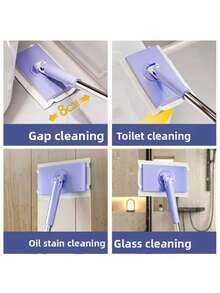 1pc Mini Clip Mop With Automatic Cloth Change, 360° Rotating Head, Push-Pull Handle Design, Includes 10 Replacement Cloths, Suitable For Kitchen And Bathroom Cleaning - Multicolor - View 4