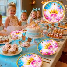 50 Pz Plato Cartón Premium Pastelero Happy Birthday Hb Rojo Confeti Oro - Mi princesa Corona - Ver 4