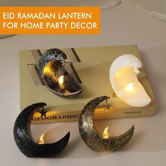 1 st Ramadan-lykta, ljusljus, mini, måneformad bordslampa, dekorativ lampa, bra present till barn, lämplig för hemmet, eid, ramadan-festival, fest, semester, sovrum, vardagsrumsdekoration
