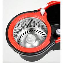 Spin Mop And Bucket Set With 2 Microfiber Mop Heads - 紅黑 - 查看 5