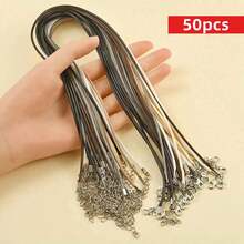 Yiwu Qiyou Accessories Co., LTD 50条45厘米可调节黑色皮革编织蜡绳DIY手工项链吊坠龙虾扣饰品链