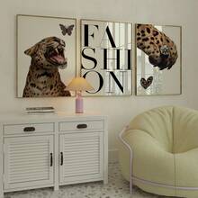 1/3件套无框豹纹墙画套装，奢华动物纹海报系列，现代魅力墙面装饰，适用于大学公寓宿舍客厅 | 房间装饰卧室，装饰品，墙面装饰画，复古装饰 - 彩色 - 查看 2