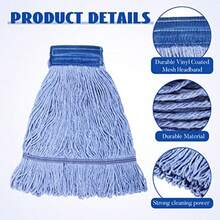 10 Pack 24oz Mop Head Replacement Commercial Cleaning Mop Head Wet String Heavy Duty Cotton Industrial Mophead For Floor Cleaning - như hình ảnh - Xem 3