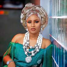 1件装时尚非洲自动头巾尼日利亚女士头巾成品婚礼头巾 - 彩色 - 查看 3