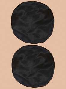2pcs Stretchy Knit Beanie Hats, Silk Satin Finish Caps Hair Sleep Cap - Black - View 2