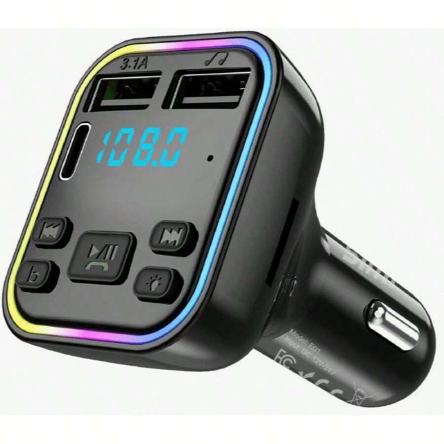 Cargador USB para Auto, transmisor de radio. CC032 - Negro - Ver 1