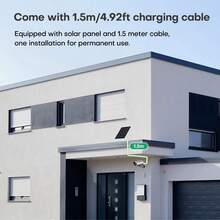 Panel solar portátil de 3W, adecuado para cámaras de ; Panel solar de vidrio monocristalino de 5V y 360° ajustable, adecuado para timbres, luces y ventiladores de exterior. - Blanco - Ver 9