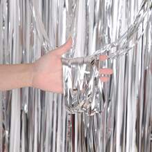 4pcs/Set Metallic Foil Curtain Backdrop, Silver Metallic Fringe Curtain, Suitable For Birthday, Wedding, Engagement, Nursery Decor, Baby Shower, Bachelorette Party, Christmas, Holiday Party Decor, Mother's Day, Graduation, Birthday, Bachelorette Party, Bachelor Party, Party Decor - Silver - View 9