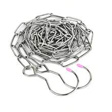 1m Heavy Duty Stainless Steel Chain With Double Hooks - Rust-Resistant, Durable, Suitable For Clothing And Heavy Items, Easy To Install