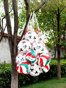 1个便携式篮球网袋，排球足球网袋，加厚尼龙网大容量运动球类收纳网袋，便携式大容量球袋，收纳袋，非常适合整理篮球、排球、橄榄球、足球和户外运动装备，以及存放家居用品，适用于学校运动场和器材，可悬挂收纳整理。