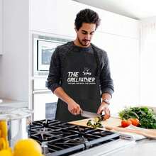 ZOORON Funny Black Chef Aprons For Men Adjustable BBQ Grill Kitchen CooFKing Aprons With Pockets, Grill Accessories,TheGrillfather - 燒烤教父 - 查看 7