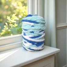 35oz Super Bulky Chenille Yarn, Ombre Space-Dyed Fluffy Yarn For Arm Knitting, Giant Striped Yarn For Blanket Pet Bed - Multicolor - View 20