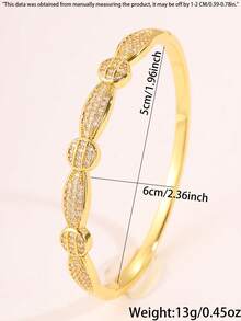 1 Pc - Copper Bracelet Perfect For Everyday Commuting. The Zirconia Has A Subtle, Understated Sparkle. It's Suitable For Pairing With A Shirt At Work Or A Skirt After Get Off Work, Making It Perfect For Commuting Or Dates. It's Elegant And Effortless. - Gold - View 6