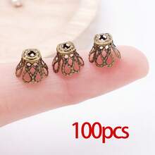 100pcs Flower Shape Iron Flower Petal Bead Caps Spacers For Earring Bracelet Necklace DIY Jewelry Making Supplies