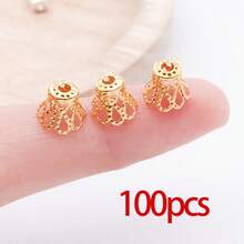 100pcs Flower Shape Iron Flower Petal Bead Caps Spacers For Earring Bracelet Necklace DIY Jewelry Making Supplies