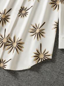 Women's Long Sleeve All-Over Print Casual Arabic Style Top