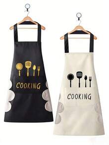 1/2pcs Women Kitchen Print Floral Apron With Hand Wipe Pockets,Princess Baking Apron,Hand-Wiping,Waterproof Thickened Cute For Housework ,Suitable For Chef,Gardener,Baker,Florist,Painter,Barista,Uniforms,Kitchen Stuff - 彩色 - 查看 6