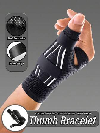 Reposamuñecas ergonómico con soporte para el pulgar - Férula para la muñeca del túnel carpiano, estabilizador de pulgar ajustable, apto para mano izquierda o derecha, diseño de 3 correas para un ajuste perfecto