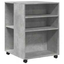 Mesa lateral com rodízios vidaXL, cinza concreto, 55x60x78 cm, material à base de madeira. - Cinza - Ver 4