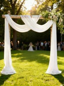 2片/1片 400x75厘米 珍珠雪纺背景帘 - 婚礼、情人节装饰 | 可重复使用，适用于生日、周年纪念日 - 白色/米色/紫色 - 可用于拱门、椅背装饰、拍照道具 - 多 - 查看 11