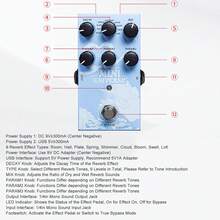 Pedal de Efecto de Guitarra, Pedal de Efecto de Reverberación de Sonido Auténtico y Cálido con 9 Tipos de Reverberación de Modelado Digital, Sala, Pasillo, Placa, Efectos de - 1 - Ver 2